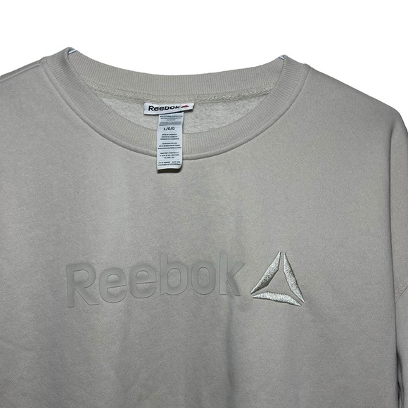 Reebok Crew Neck Long Sleeve Sweater/Size Large Retro Early 2000s/Beige - Picture 3 of 4